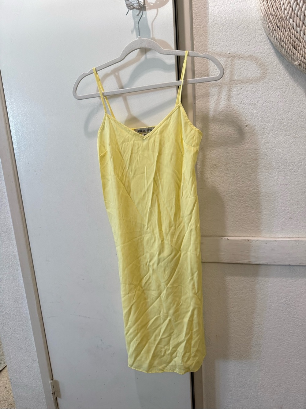 Urban Outfitters Yellow Satin Slip Chemise with Spaghetti Straps XS